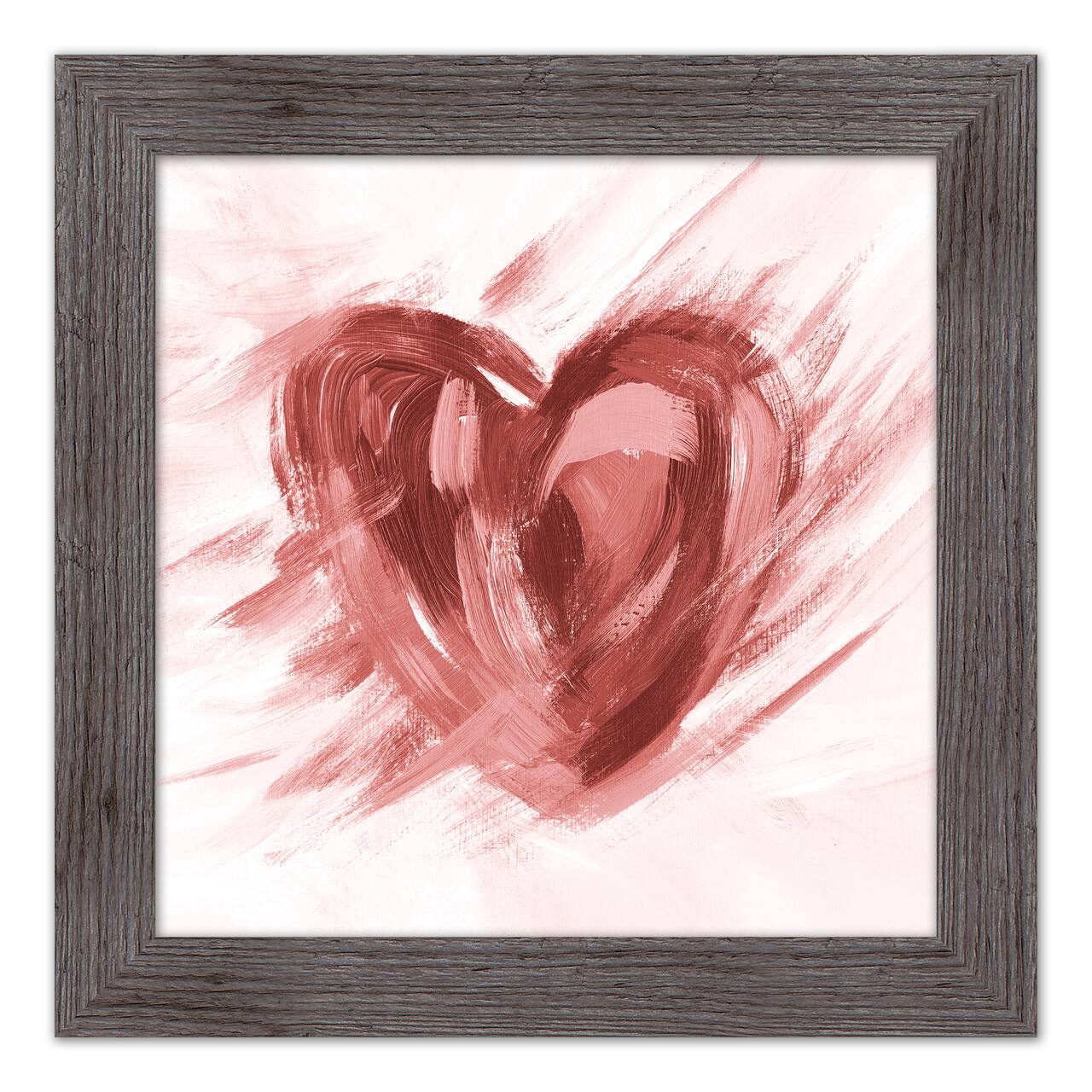 Abstract Painted Heart 16" x 16" Western Gray Framed Print